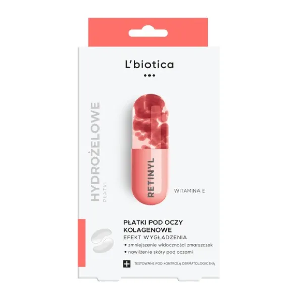 L`Biotica, kolagenowe płatki pod oczy, wygładzenie zmarszczek, 3 x 2 szt.