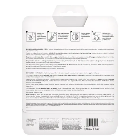 L`Biotica Maska Do Stóp, złuszczająca, 40 ml (nasączone skarpetki)