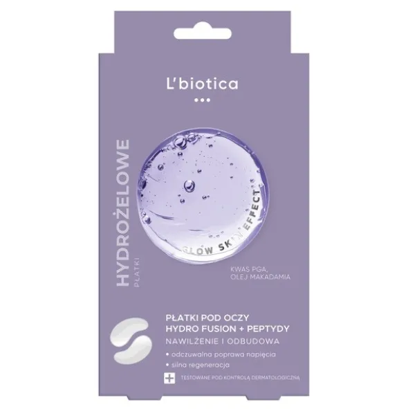 L`Biotica PGA Hydro Fusion + Peptydy, hydrożelowe płatki pod oczy, 2 szt.