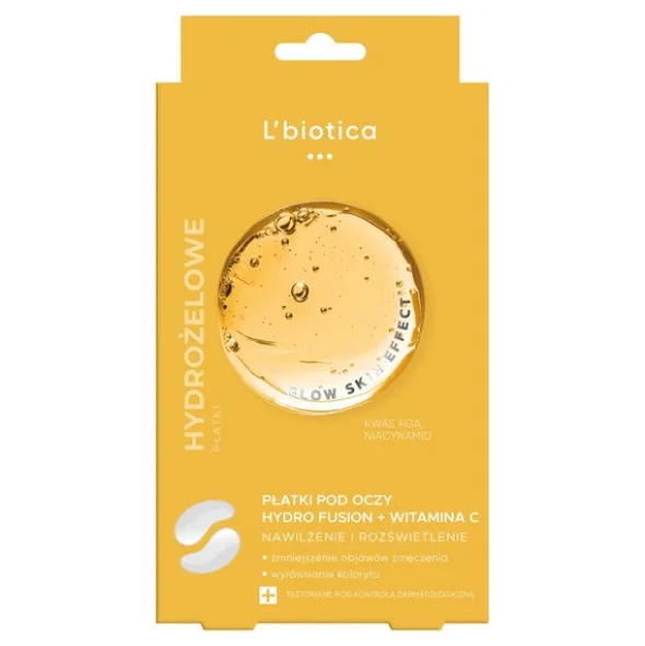 L`Biotica PGA Hydro Fusion + Wit.C, hydrożelowe płatki pod oczy, 2 szt.