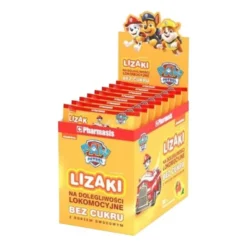 Lizak na dolegliwości lokomocyjne Pharmasis Psi Patrol, lizak, smak morelowy, 50 szt.