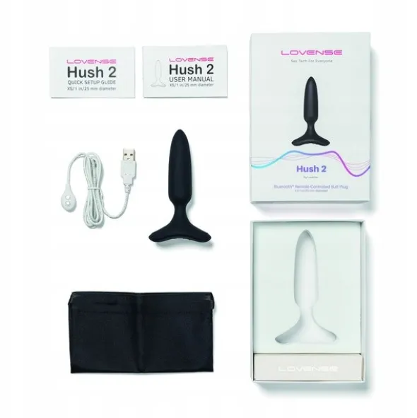 Lovense Hush 2 Butt Plug 25 mm, wibrujący korek analny, 1 szt.