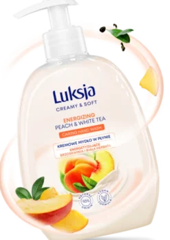 Luksja Creamy & Soft, energetyzujące mydło w płynie, Brzoskwinia i Biała Herbata, 500 ml