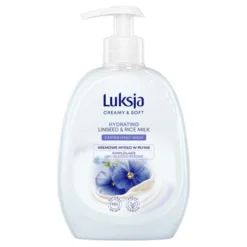 Luksja Creamy & Soft, nawilżające mydło w płynie, Len i Mleczko Ryżowe, 500 ml