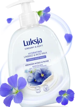 Luksja Creamy & Soft, nawilżające mydło w płynie, Len i Mleczko Ryżowe, 500 ml