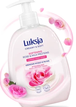 Luksja Creamy & Soft, wygładzające mydło w płynie, Róża i Proteiny Mleka, 500 ml