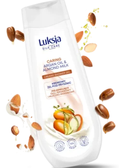 Luksja Silk Care, żel pod prysznic, Argan Oil & Almond Milk, 500 ml