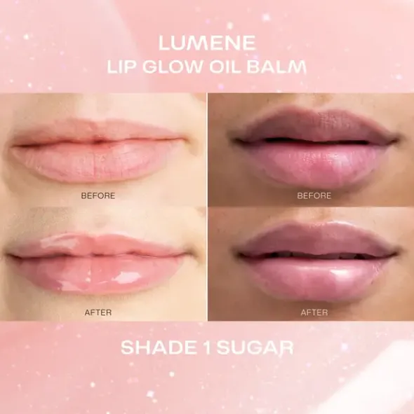 Lumene Lip Glow Oil Balm, pielęgnacyjny błyszczyk do ust z olejkiem, 1 Sugar, 10 ml