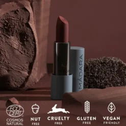 Madara Velvet Matte Cream Lipstick, matowa pomadka o satynowym wykończeniu, Dark Nude, 3,8 g