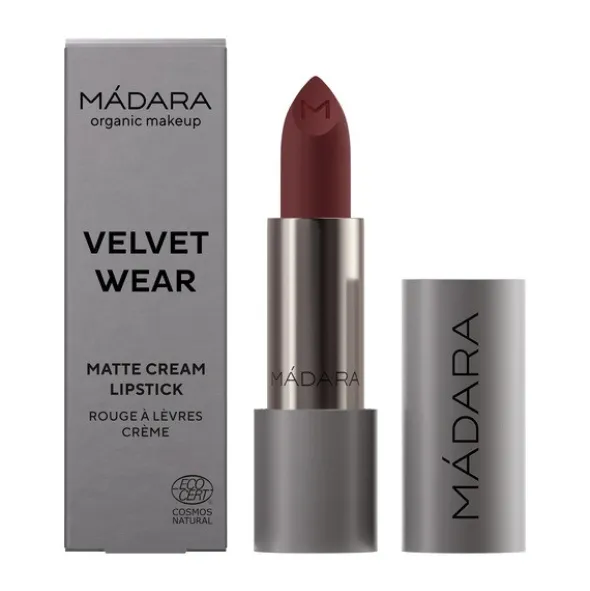 Madara Velvet Matte Cream Lipstick, matowa pomadka o satynowym wykończeniu, Dark Nude, 3,8 g