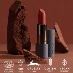 Madara Velvet Matte Cream Lipstick, matowa pomadka o satynowym wykończeniu, Magma, 3,8 g