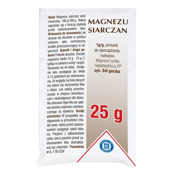 Magnezu siarczan (Magnesium sulfas), proszek do sporządzania roztworu, 25 g (Hasco)