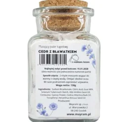 Mayram, musujący puder kąpielowy, Cedr z Bławatkiem, 130 g