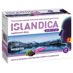 Medifar Islandica, pastylki do ssania, smak czarnej porzeczki, 24 szt.