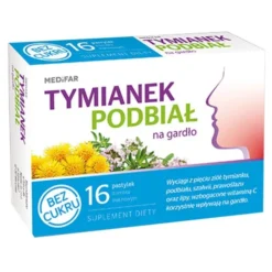 MEDiFAR Tymianek i podbiał na gardło, pastylki, bez cukru, 16 szt.