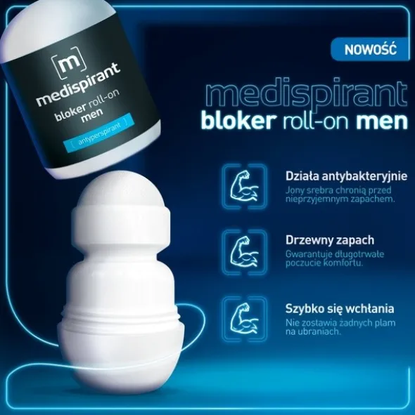 Medispirant, antyperspirant, bloker Men, roll-on, 40 ml