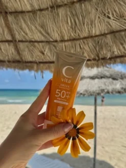 Meishoku C Vita Sunscreen Cream SPF50+, krem przeciwsłoneczny o aksamitnej, lekkiej konsystencji, 50 g