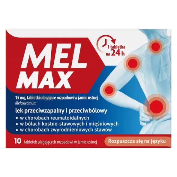 Mel Max, 15 mg, tabletki ulegające rozpadowi w jamie ustnej, 10 szt.