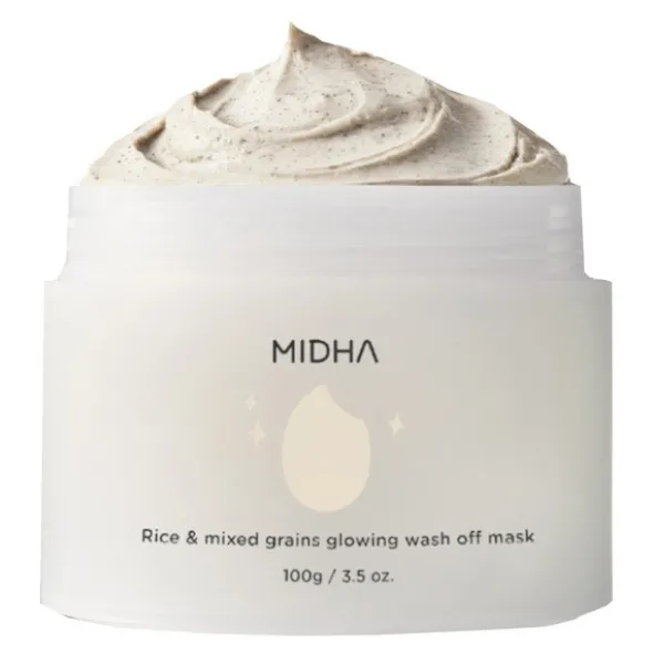 Midha Rice & Mixed Grains Glowing, Koreańska maseczka wash-off z ryżem i kompleksem składników roślinnych, 100 ml