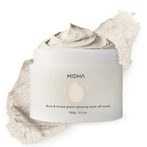 Midha Rice & Mixed Grains Glowing, Koreańska maseczka wash-off z ryżem i kompleksem składników roślinnych, 100 ml