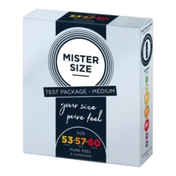 Mister Size, prezerwatywy, 53 mm, 57 mm i 60 mm, pakiet próbny średni, 3 szt.