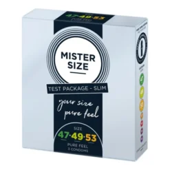 Mister Size, prezerwatywy, 47 mm, 49 mm i 53 mm, pakiet próbny wąski, 3 szt.