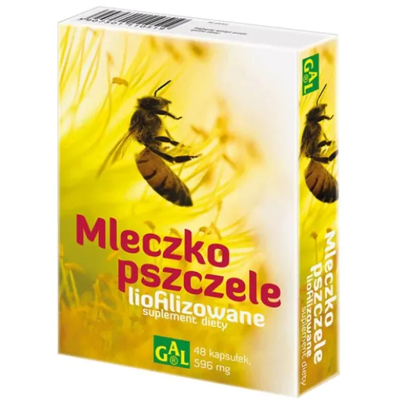Mleczko pszczele liofilizowane, 596 mg, kapsułki, 48 szt.