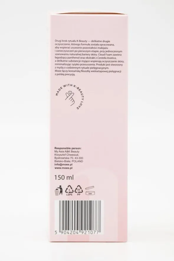 Moee Cloud Foam, delikatna pianka oczyszczająca do twarzy, 150 ml