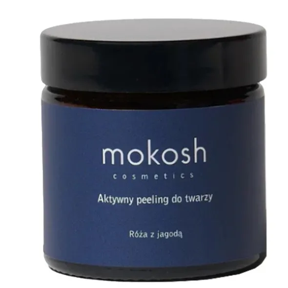 Mokosh aktywny peeling do twarzy, róża z jagodą, 60 ml