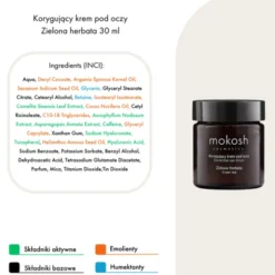 Mokosh, korygujący krem pod oczy, zielona herbata, 30 ml