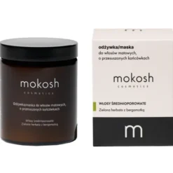 Mokosh, odżywka/maska do włosów matowych, o przesuszonych końcówkach, zielona herbata z bergamotką, 180 ml