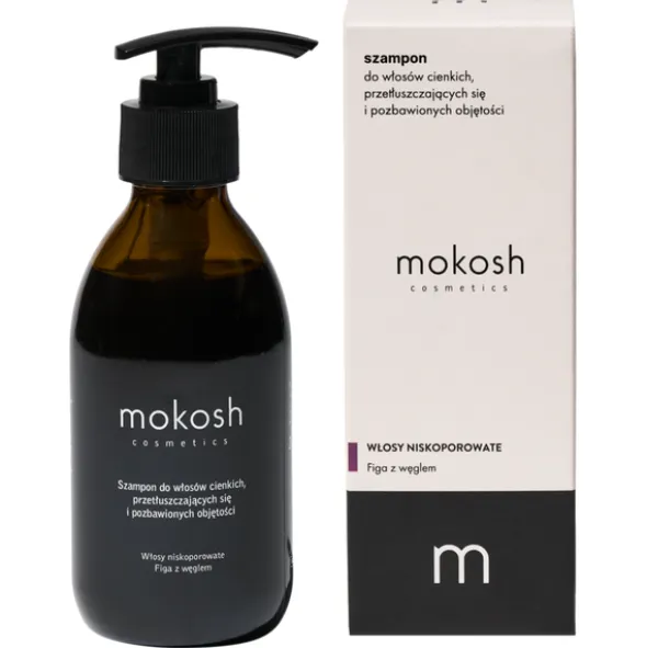 Mokosh, szampon do włosów cienkich, przetłuszczających się i pozbawionych objętości, figa z węglem, 200 ml