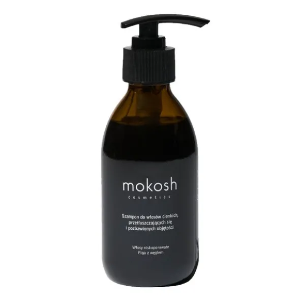 Mokosh, szampon do włosów cienkich, przetłuszczających się i pozbawionych objętości, figa z węglem, 200 ml
