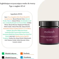 Mokosh, wygładzająco-oczyszczająca maska do twarzy Figa z węglem, 60 ml