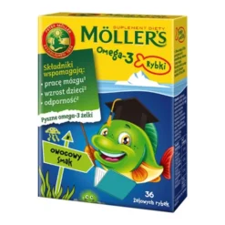 Mollers Omega-3 Rybki, żelki, smak owocowy, 36 szt.