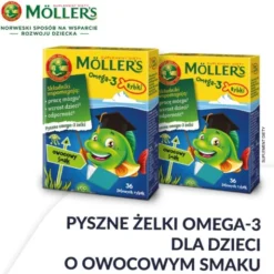 Mollers Omega-3 Rybki, żelki, smak owocowy, 36 szt.