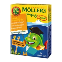 Mollers Omega-3 Rybki, żelki, smak pomarańczowo-cytrynowy, 36 szt.