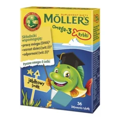 Mollers Omega-3 Rybki, żelki, smak jabłkowy, 36 szt.