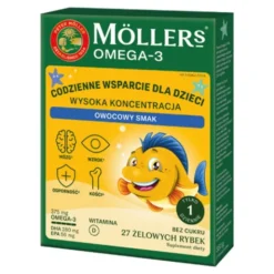Mollers Omega-3 Rybki Wysoka Koncentracja, żelki, smak owocowy, 27 szt.