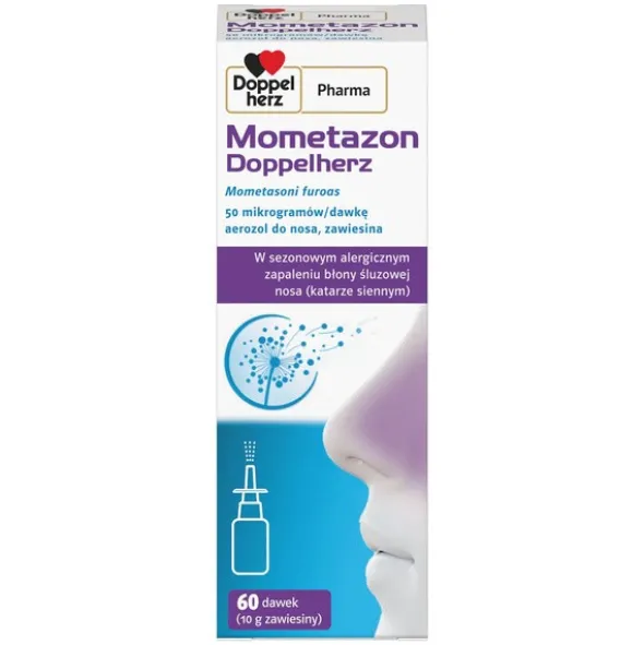 Mometazon Doppelherz, 50 mcg, aerozol do nosa, 60 daw.
