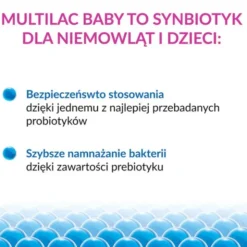 Multilac Baby, krople, synbiotyk (probiotyk + prebiotyk), 2x5 ml