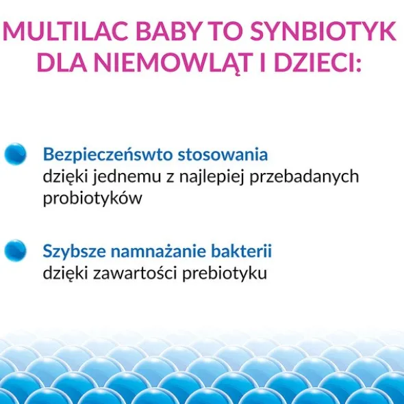 Multilac Baby, krople, synbiotyk (probiotyk + prebiotyk), 2x5 ml