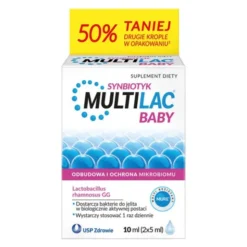 Multilac Baby, krople, synbiotyk (probiotyk + prebiotyk), 2x5 ml