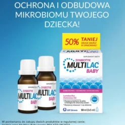 Multilac Baby, krople, synbiotyk (probiotyk + prebiotyk), 2x5 ml