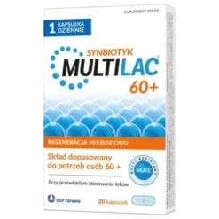 Multilac 60+, kapsułki, synbiotyk (probiotyk + prebiotyk), 20 szt.