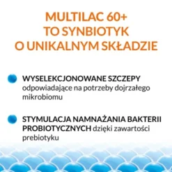 Multilac 60+, kapsułki, synbiotyk (probiotyk + prebiotyk), 20 szt.