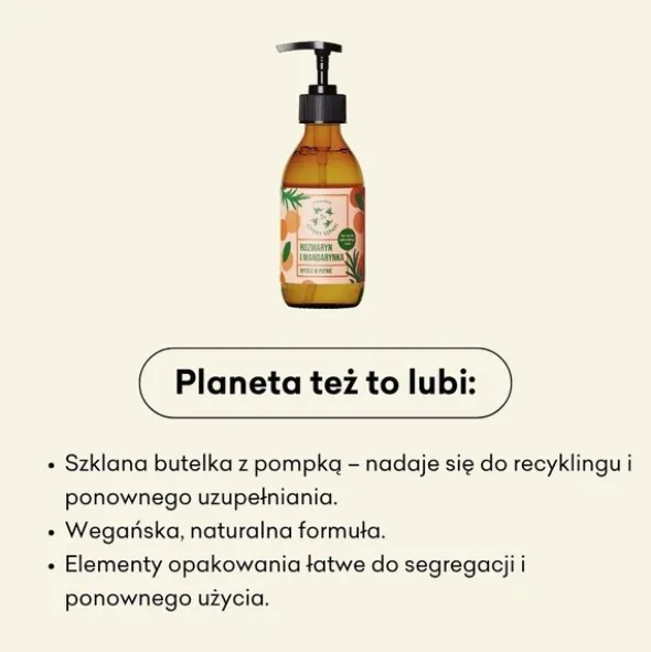 Mydlarnia 4Szapki, naturalne mydło w płynie Rozmaryn i Mandarynka, 300 ml