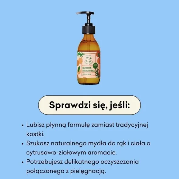 Mydlarnia 4Szapki, naturalne mydło w płynie Rozmaryn i Mandarynka, 300 ml