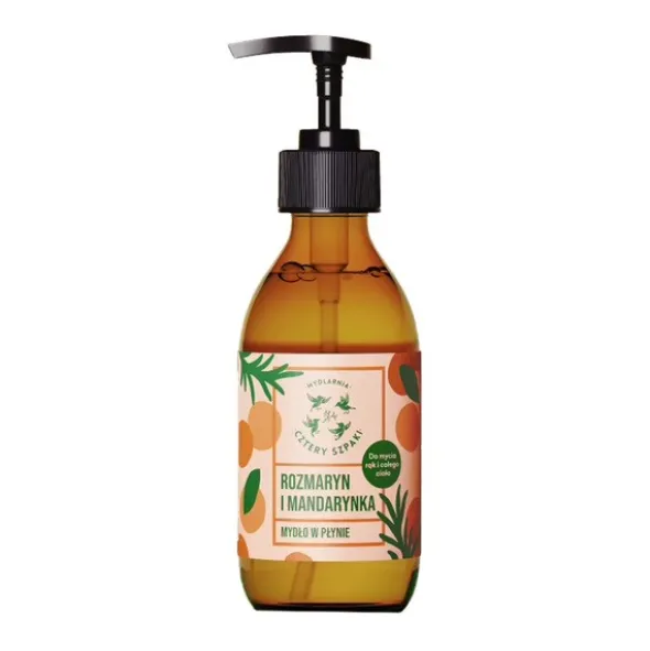 Mydlarnia 4Szapki, naturalne mydło w płynie Rozmaryn i Mandarynka, 300 ml