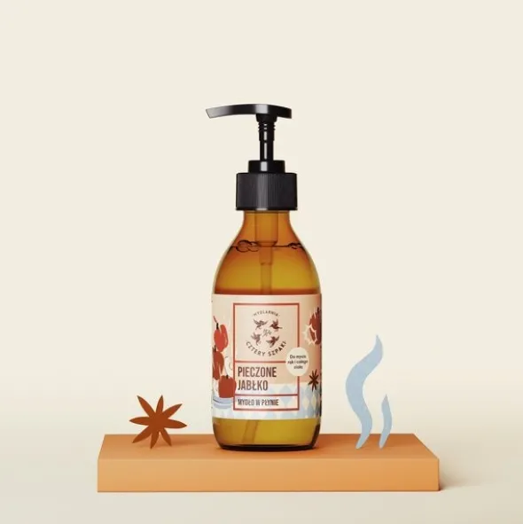 Mydlarnia 4Szapki, naturalne mydło w płynie Pieczone Jabłko, 300 ml